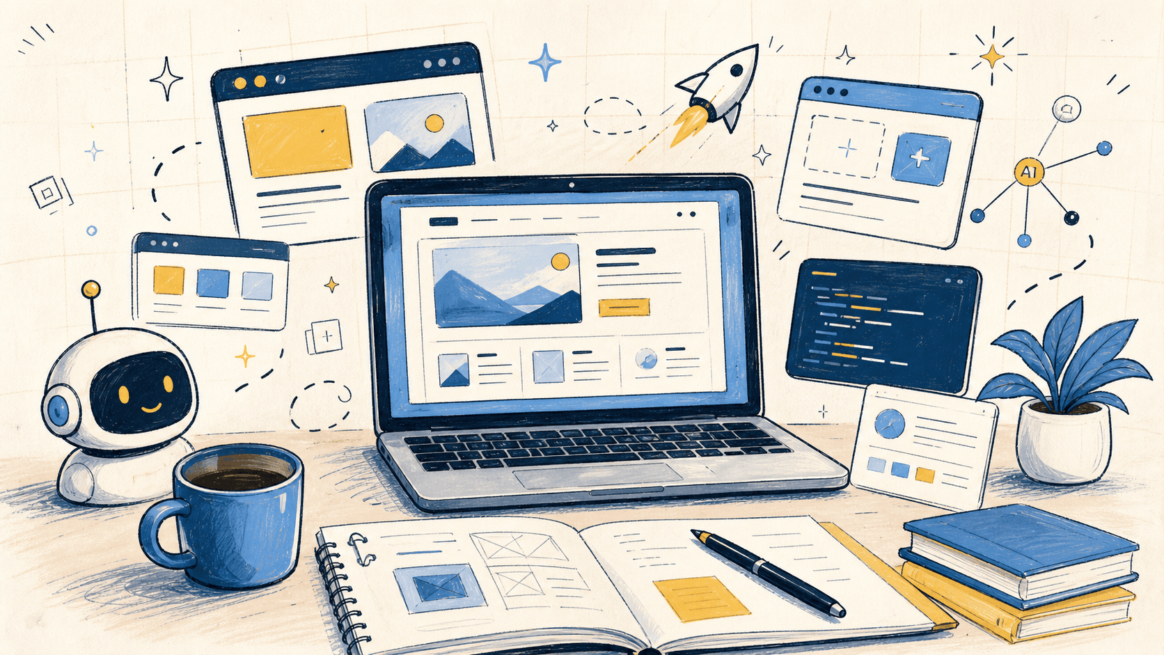 Ilustracija AI izrade web sajta